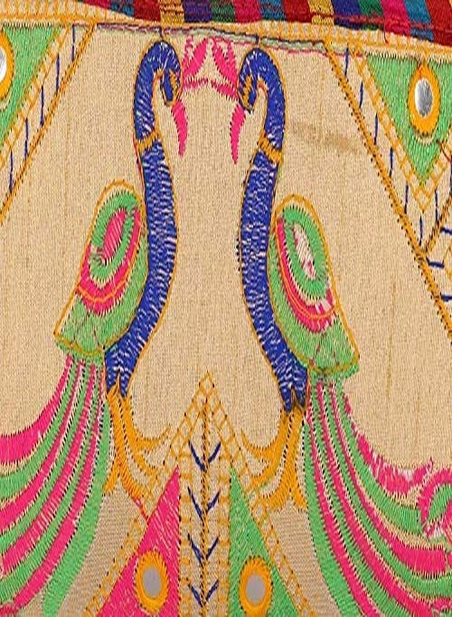 Sai Amrut Gifts Women's Handmade Designer Rajasthani Printed Clutch Bag (Cream) - Image 5